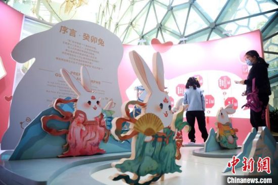 “玉兔东升”2023兔年生肖展吸引上海民众